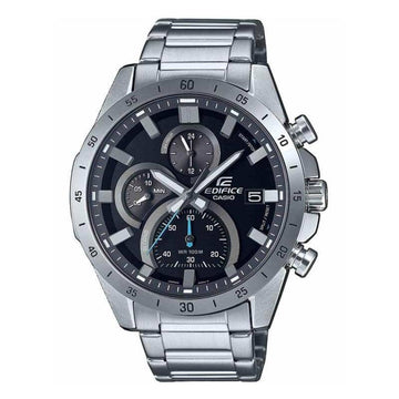 Ανδρικό ρολόι Casio Edifice με μαύρο καντράν και ασημί μπρασελέ